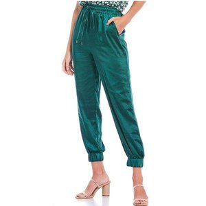 NWT Skies Are Blue Green Satin Joggers, size XS